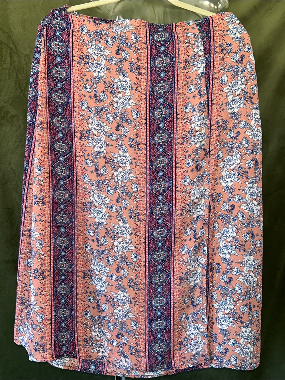 Stella Tweed Peach Floral Stripe Pencil Skirt
